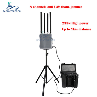 Su geçirmez Dış Drone Sinyal Bozucu 6-8 Kanal 30w/Band 1-3km mesafe