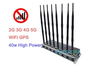 Yüksek Güçlü 5G Sinyal Karıştırıcı Engelleyici 40w 2G 3G 4G 8 Antenler 80 Metre Menzil