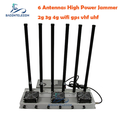 93w UHF LTE Yüksek Güçlü Sinyal Karıştırıcı 2G 3G 4G WiFi GPS 6 Kanal