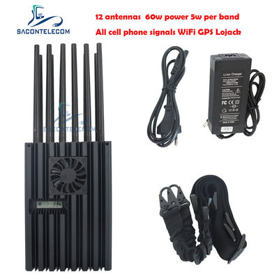 60W Yüksek Güçlü Taşınabilir Karıştırıcı, 40m Yarıçap ve 12 Kanal ile 2G 3G 4G 5G WiFi GPS Lojack