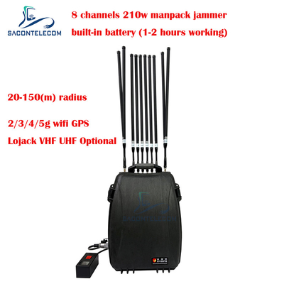 5G Wifi Lojack 150m Manpack Mobil Telefon Sinyalı Maruzetici 8 Kanal 230w Yüksek Güç