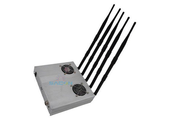 Güvenli alanlar için ayarlanabilir çıkış gücü ile 5 anten 12 watt cep telefonu GPS engelleyici