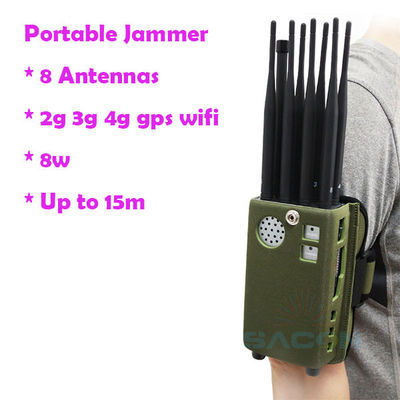8000mAH Batarya 8 Anten 2G 3G 4G Sinyal Engelleme için Elde Tutulan GPS Sinyal Maruzetici