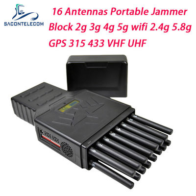 Taşınabilir 12 W WiFi 2.4G 5.8G GPS Sinyal Karıştırıcı Engelleyici 16 Kanal El Sinyal Karıştırıcı