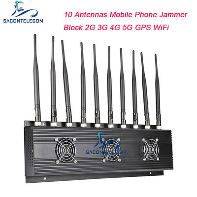 18W Çıkış Gücü 10 Anten Mobil Telefon Sinyalı Engelleyici VHF UHF 4G 5G engelleme için 40m engelleme yarıçaplı
