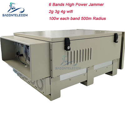 600W 6 Bant Açık Hapishane Sinyal Maruzeti 2G 3G 4G 5G WiFi GPS için 50-600m Maruz kalma yarıçaplı