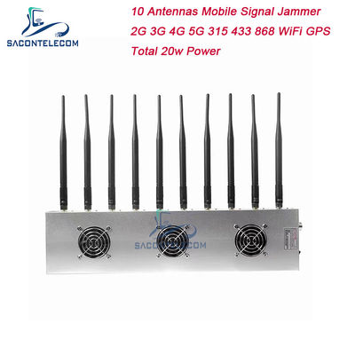 10 Kanal 3 Soğutma Ventilatörleri Kablosuz Sinyal Bozucu 5G GPS WiFi VHF UHF