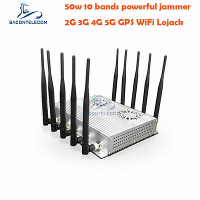 GSM DCS 3G 4G 5G için 10 Anten ve 2 Soğutma Fanı ile 50W Yüksek Güçlü Masaüstü Sinyal Engelleyici