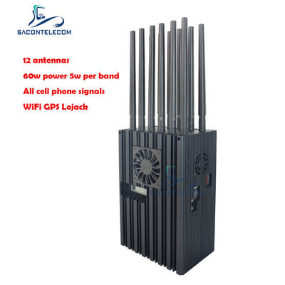 60W Yüksek Güçlü Taşınabilir Karıştırıcı, 40m Yarıçap ve 12 Kanal ile 2G 3G 4G 5G WiFi GPS Lojack