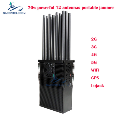 12 Bantlı El Tipi Cep Telefonu Sinyal Kesici, 70 Watt Güç ve 60m'ye Kadar Etki Alanı