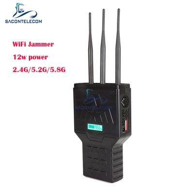 12W El Tipi WiFi Bluetooth 2.4G 5.2G 5.8G Cep Telefonu Sinyal Kesici, 50 Metre Menzilli