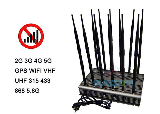 80W 12 Antenli ve Cep Telefonu Engelleme için Kızılötesi Uzaktan Kumandalı 5G Sinyal Engelleyici
