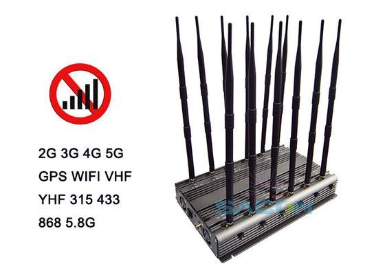 80W 12 Antenli ve Cep Telefonu Engelleme için Kızılötesi Uzaktan Kumandalı 5G Sinyal Engelleyici