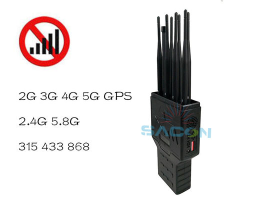 16W Yüksek Güçlü 8 Antenli El Tipi Sinyal Engelleyici, Dahili Bataryalı, GPS WiFi 2G 3G 4G Engelleme Özellikli