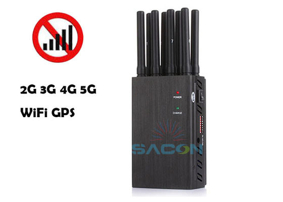 8 bant taşınabilir sinyal sakatlayıcı 4W çıkış gücü ve WiFi GPS 2G 3G 4G engelleme için 20m menzile sahip