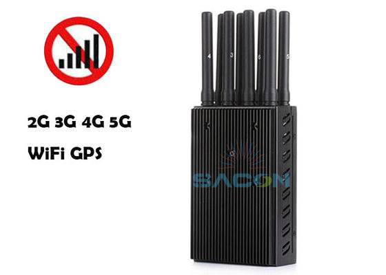 8 bant taşınabilir sinyal sakatlayıcı 4W çıkış gücü ve WiFi GPS 2G 3G 4G engelleme için 20m menzile sahip