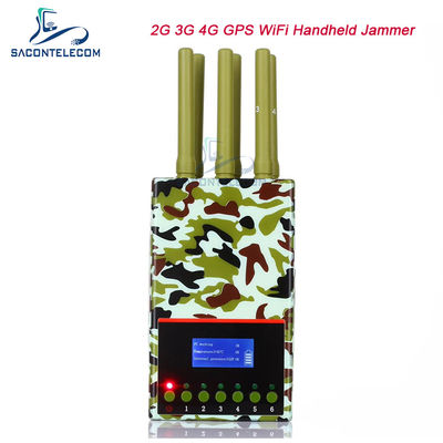 6 Antenli 20m Menzilli Taşınabilir Cep Telefonu Engelleyici, GPS Lojack WiFi Sinyal Engelleme için 4000mAh Bataryalı