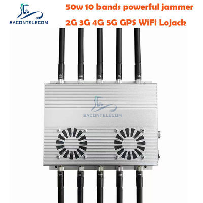 GSM DCS 3G 4G 5G için 10 Anten ve 2 Soğutma Fanı ile 50W Yüksek Güçlü Masaüstü Sinyal Engelleyici
