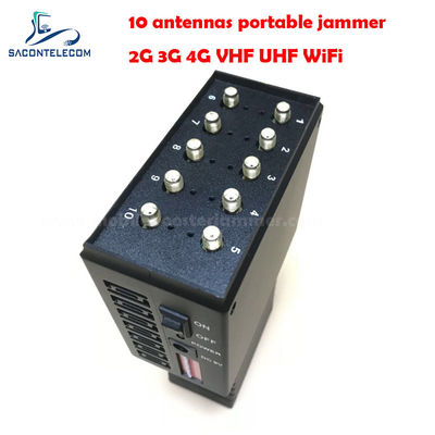 10W Güç 10 Anten 20m Yarıçaplı Taşınabilir Sinyal Engelleyici El Tipi GPS WiFi Engelleyici