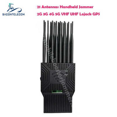 5G Lojack UHF VHF GPS WiFi Engelleme için 21 Antenli 21W Çıkış Gücüne Sahip Taşınabilir Sinyal Engelleyici