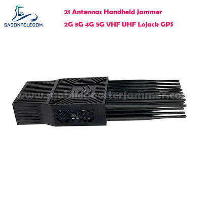 5G Lojack UHF VHF GPS WiFi Engelleme için 21 Antenli 21W Çıkış Gücüne Sahip Taşınabilir Sinyal Engelleyici