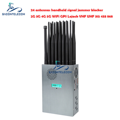 24 Anten taşınabilir sinyal bozucu 24w 20m tüm sinyaller için yarıçap