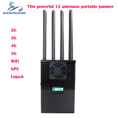 12 Bantlı El Tipi Cep Telefonu Sinyal Kesici, 70 Watt Güç ve 60m'ye Kadar Etki Alanı