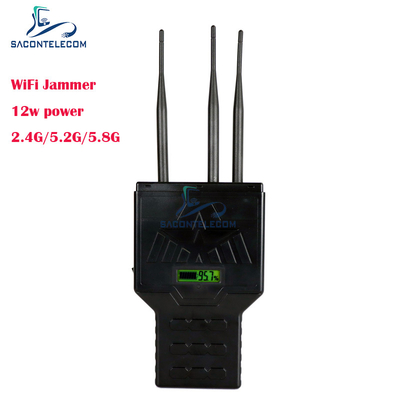 12W El Tipi WiFi Bluetooth 2.4G 5.2G 5.8G Cep Telefonu Sinyal Kesici, 50 Metre Menzilli