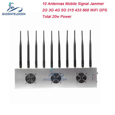 10 Kanal 24 Saat Çalışan 3 Soğutma Ventilatörü Kablosuz Sinyal Engelleyici 5G GPS Wifi VHF UHF